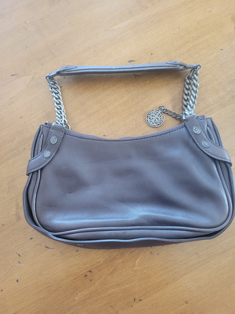 Juicy Couture Brown Leather-Style Chain Shoulder Bag